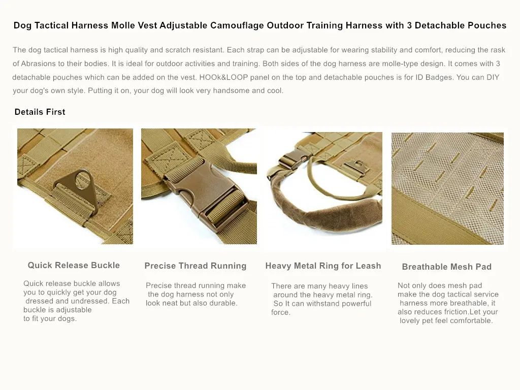 1000D Tactical Service Training Dog Vest Molle Dog product detail 2