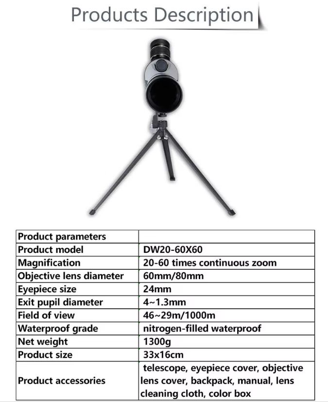 1000M High Power Field View Spotting Scope Waterproof product detail 2