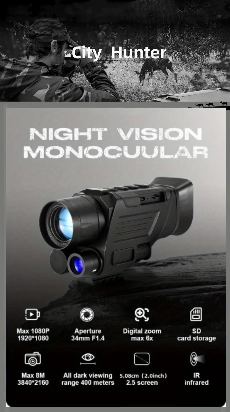 1080P HD Night Vision Waterproof Monocular 5x-30x Digital product detail 1