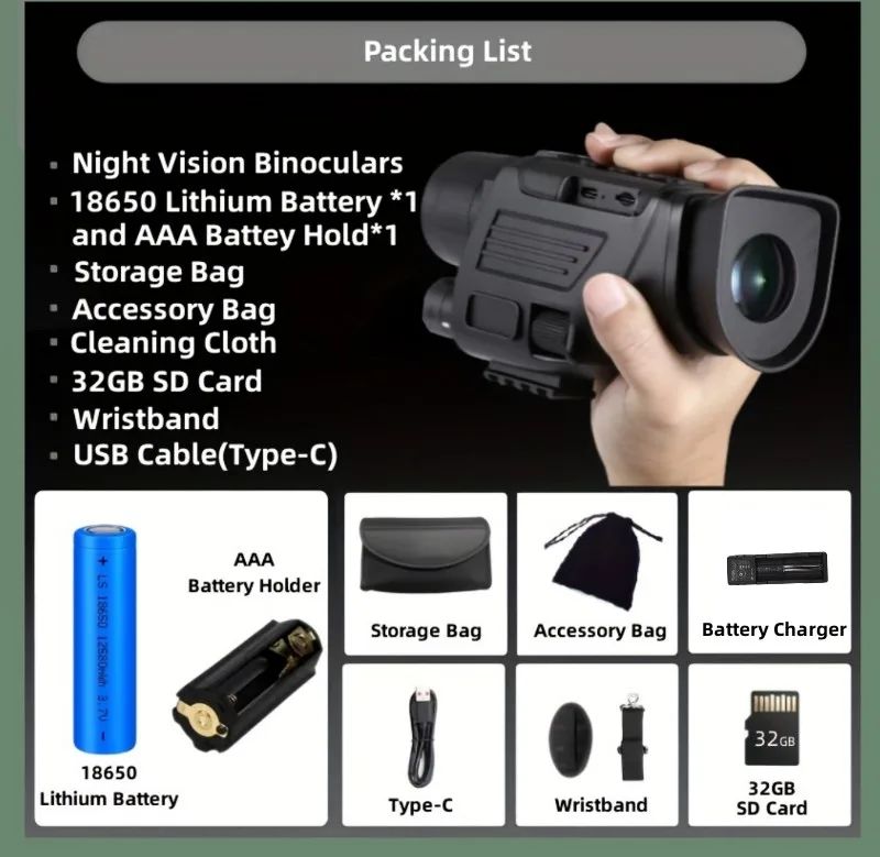 1080P HD Night Vision Waterproof Monocular 5x-30x Digital product detail 3