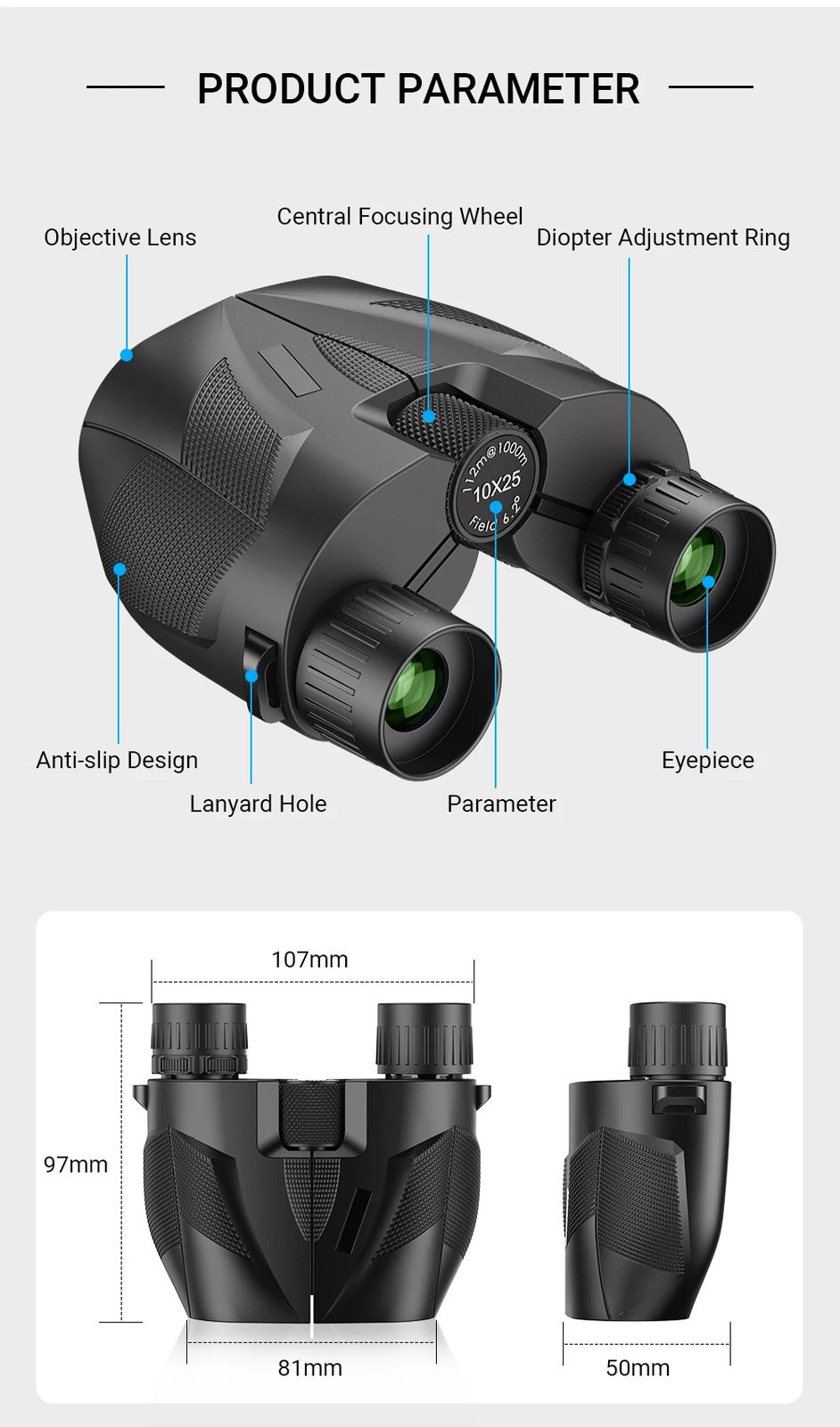 10x25 Binoculars for Adults and Kids Compact Binoculars product detail 9