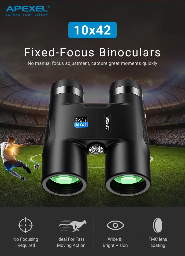 10X42 High Power Binoculars Compact HD Fixed Zoom product detail 1