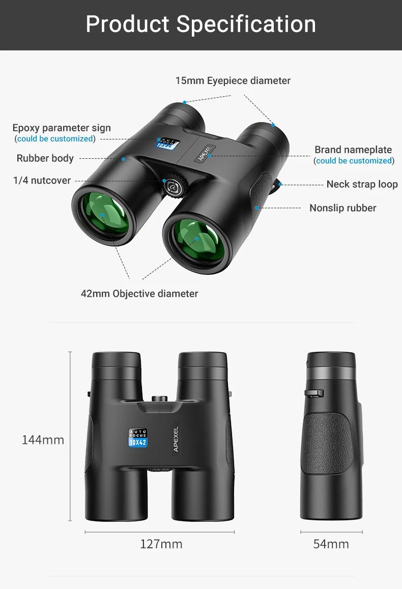 10X42 High Power Binoculars Compact HD Fixed Zoom product detail 8
