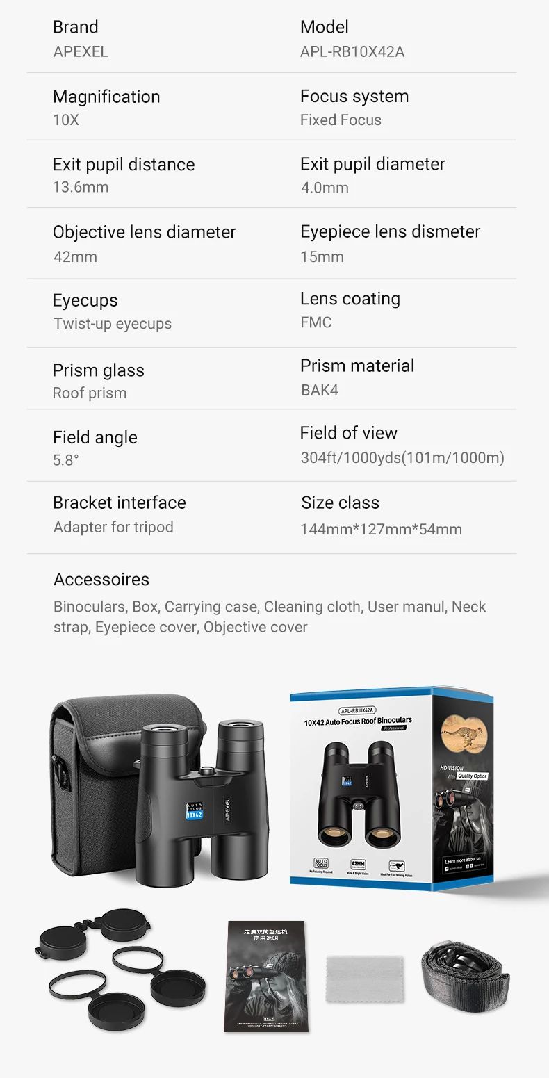10X42 High Power Binoculars Compact HD Fixed Zoom product detail 9
