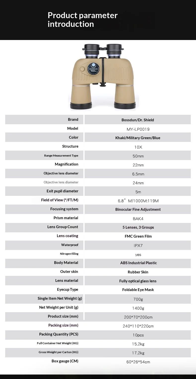 10x50 Refracting Porro Binoculars High-definition Low Light product detail 4