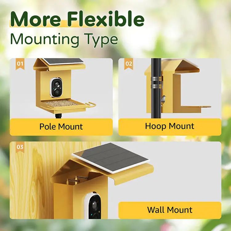 10X7X10 Inch Solar-Powered Bird Feeder with Camera, Suitable product detail 4