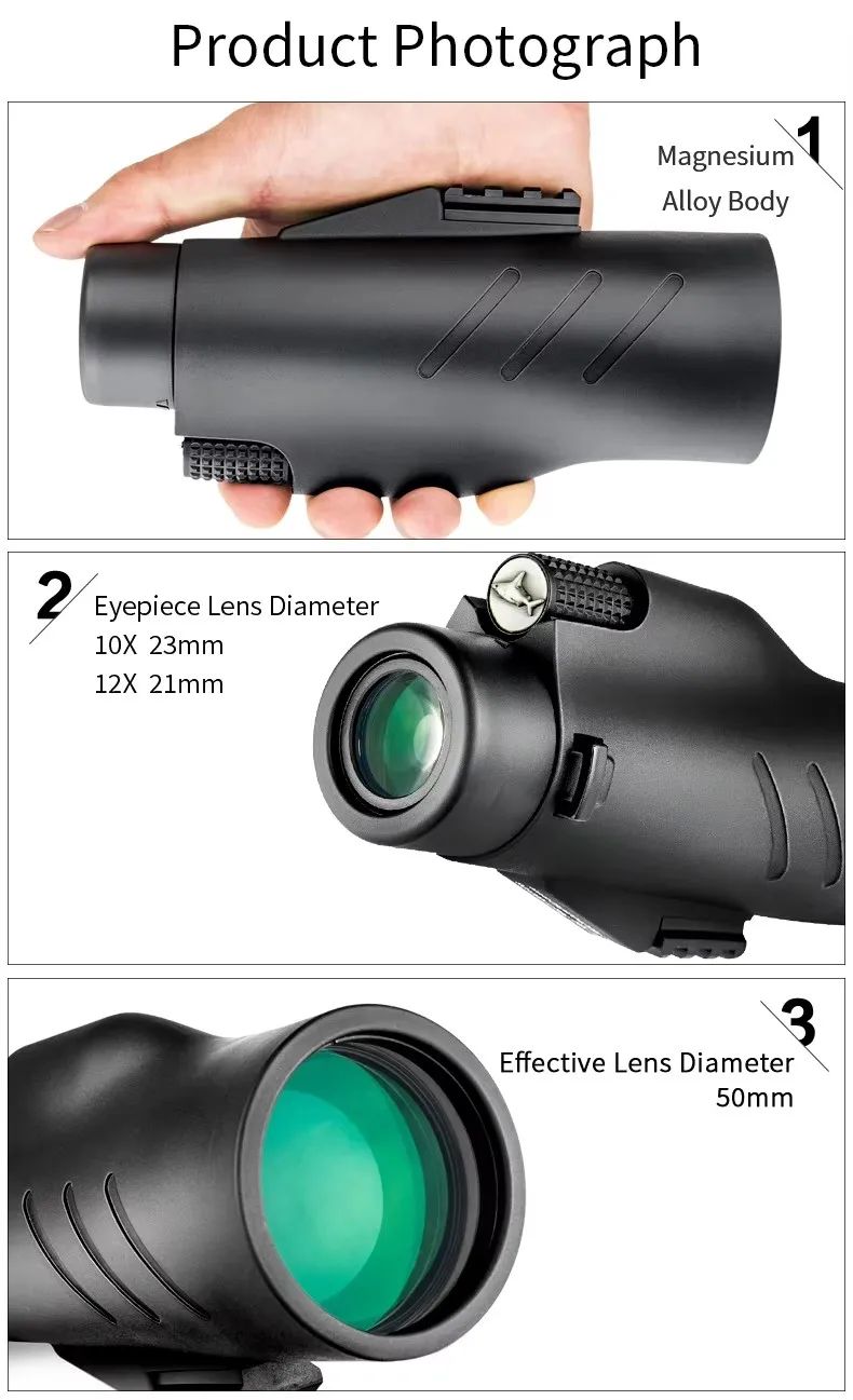 12X50 HD Adult Pocket Telescope Monocular FMC & product detail 9