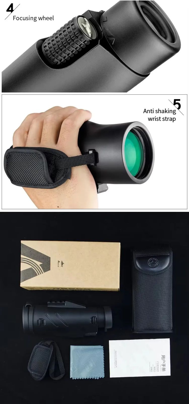 12X50 HD Adult Pocket Telescope Monocular FMC & product detail 10