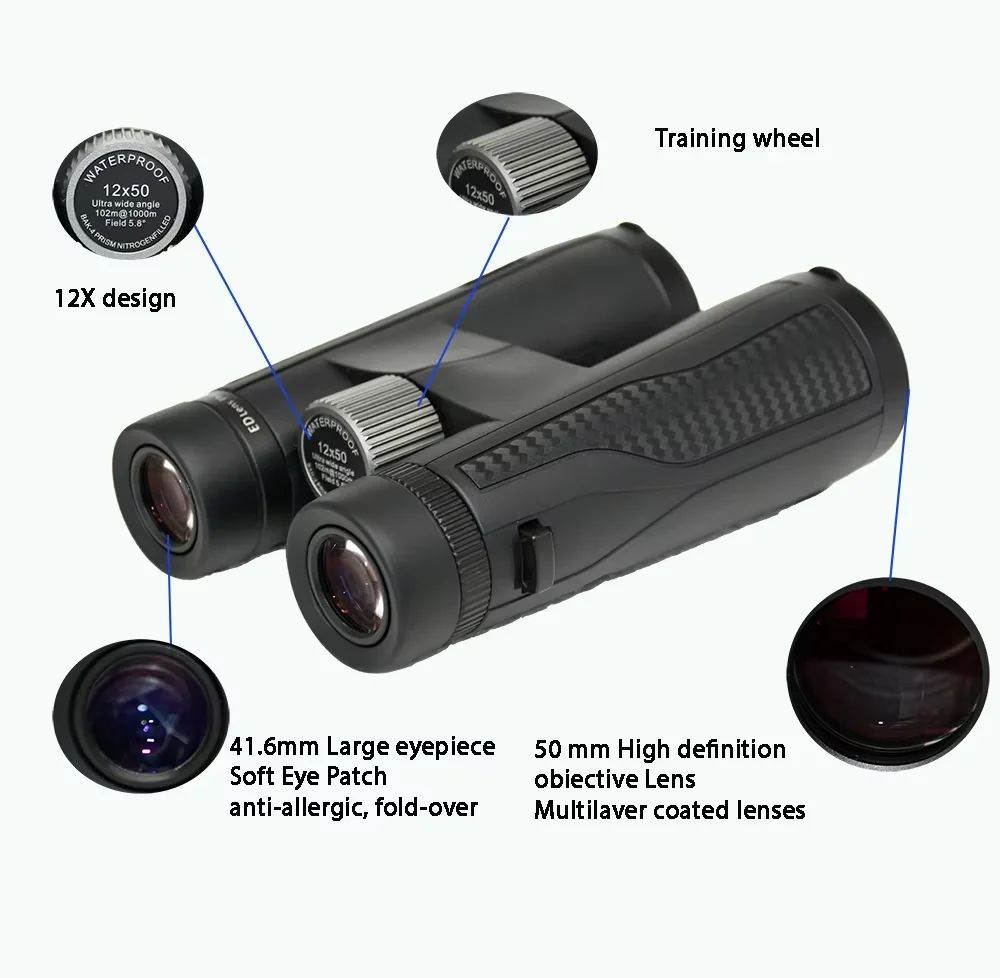 12x50 IPX7 Waterproof BAK4 Nitrogen-Filled Large Eyepiece product detail 4