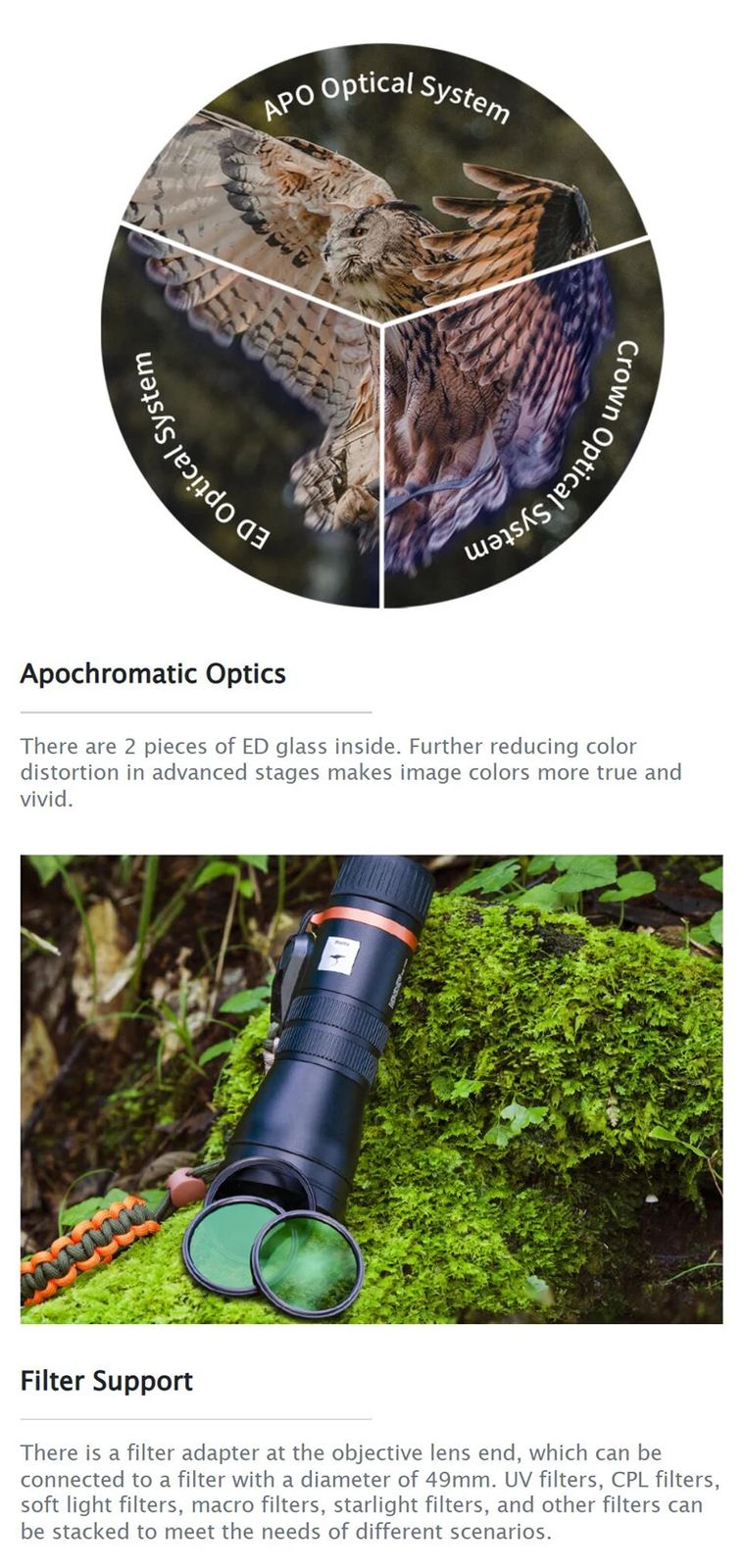 12x50 Roof Monocular BAK4 CNC Alloy SMC HRDC product detail 2