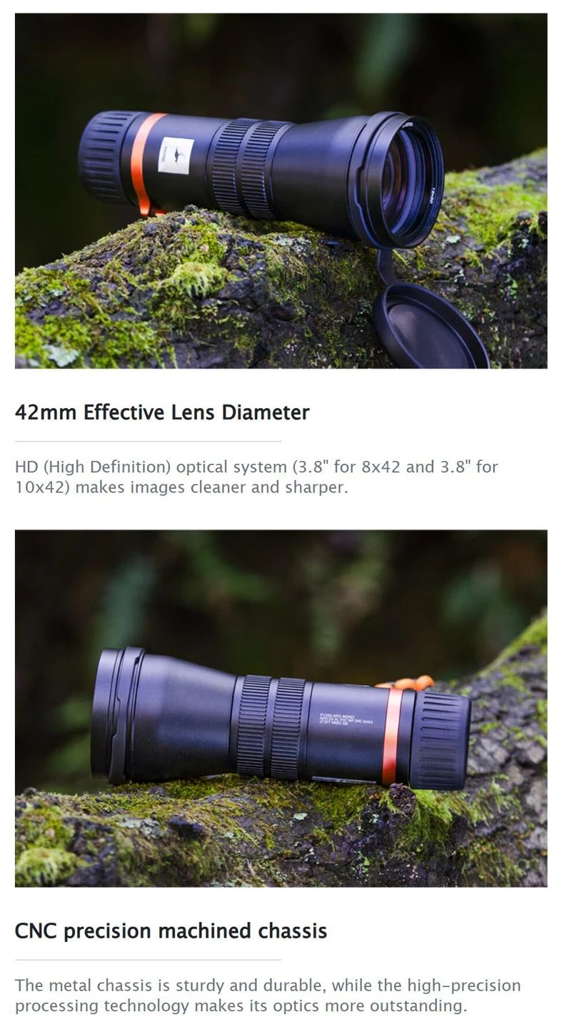 12x50 Roof Monocular BAK4 CNC Alloy SMC HRDC product detail 8