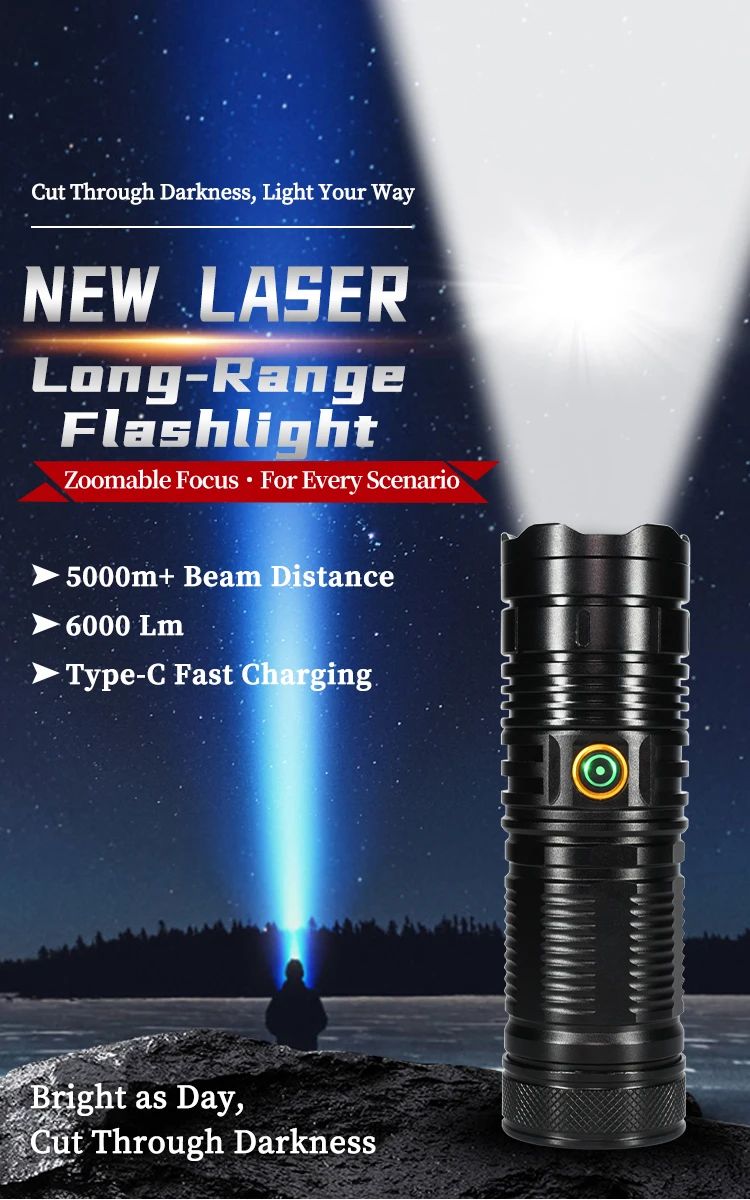 18650 Battery Rechargeable Tactical Flashlight 4-22H Runtime product detail 1