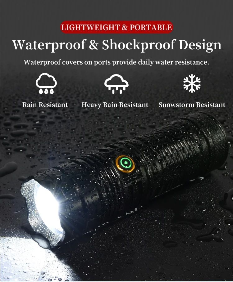 18650 Battery Rechargeable Tactical Flashlight 4-22H Runtime product detail 6