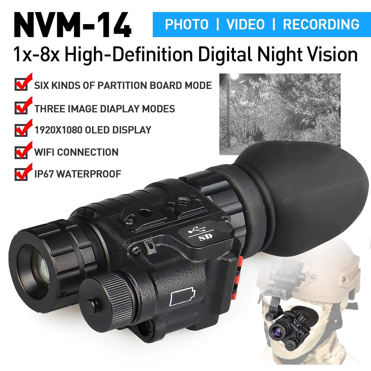 1x-8x Night Vision Monocular Telescope Outdoor Tactical product detail 1