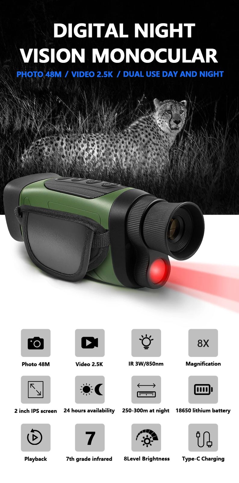 2.0 Inches HD Display DT19 Digital Night Vision product detail 1