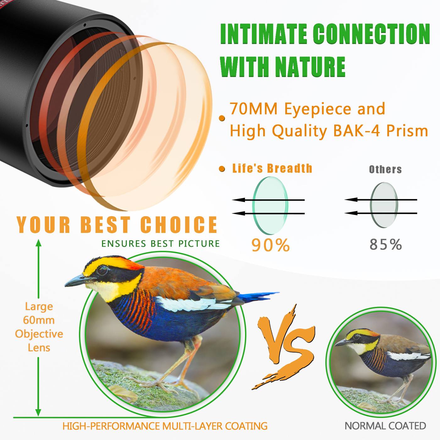 20-60x70 Powerful Zoom Monocular FMC BAK4 Waterproof Bird product detail 5
