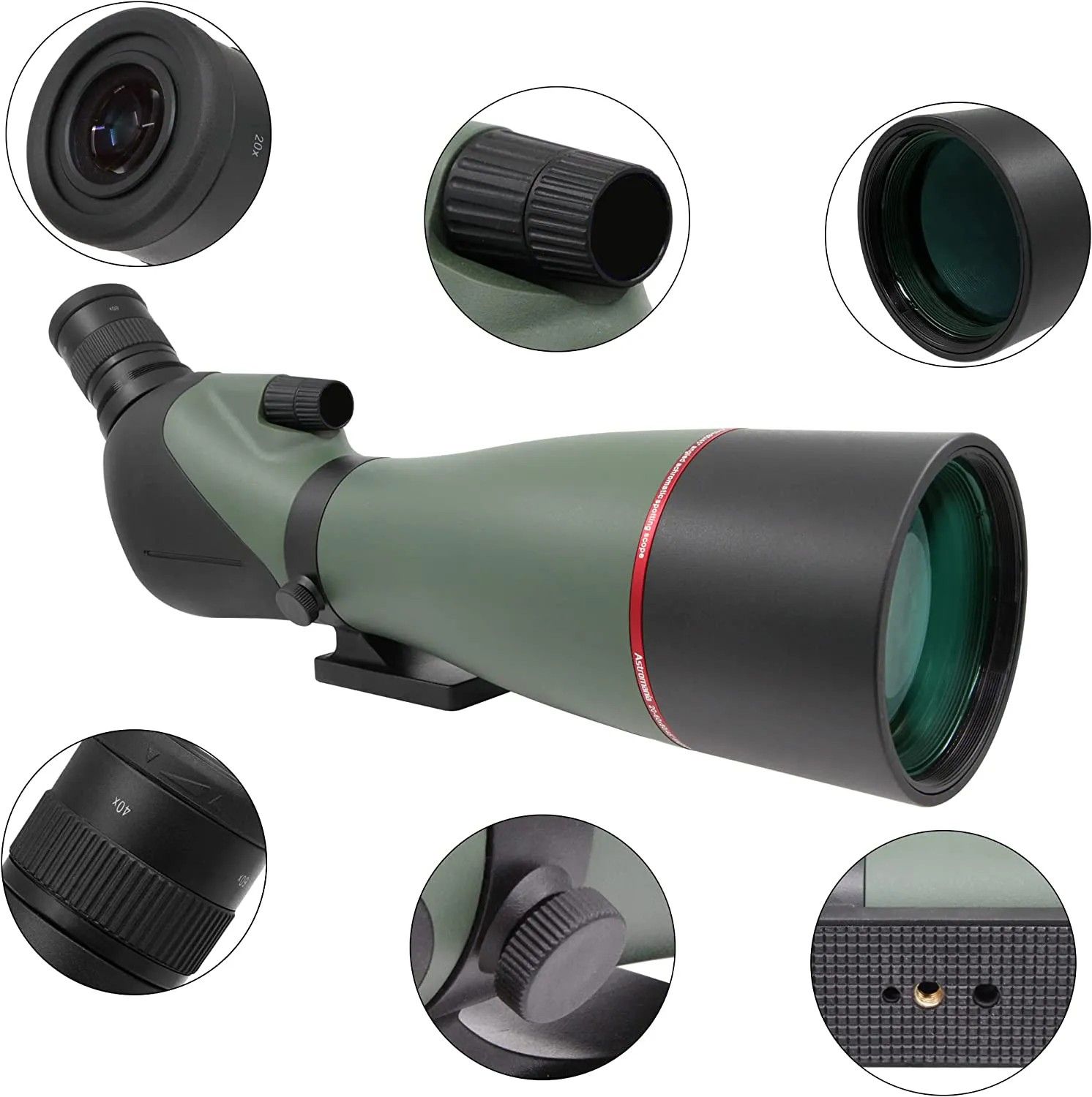20-60X80 HD Dual Focusing Spotting Scope BAK4 Prism product detail 5
