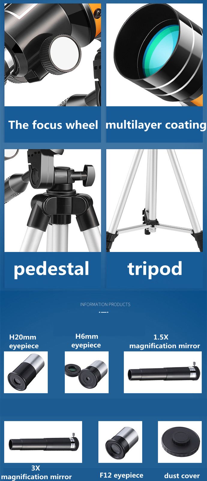 30070 Astronomical Telescope Professional Zoom HD 150X product detail 4