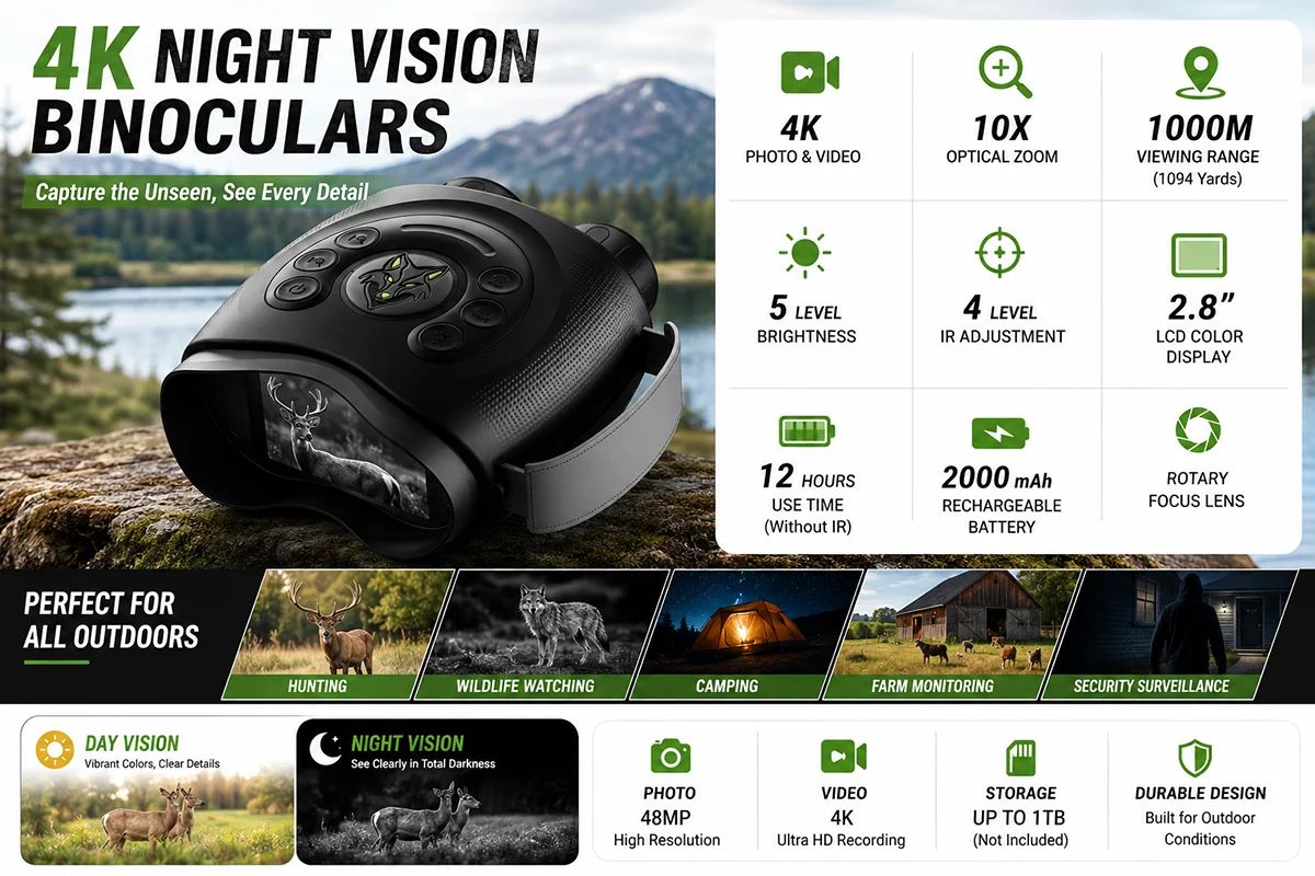 4K Color Night Binoculars Infrared Viewing Optics Low product detail 1