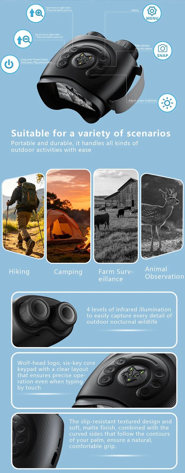 4K Color Night Binoculars Infrared Viewing Optics Low product detail 5