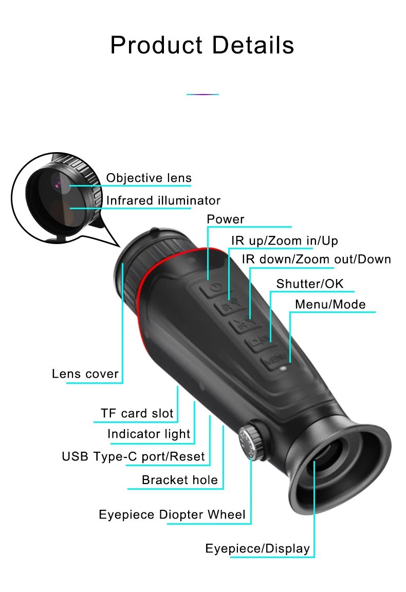 4K Digital Night Vision Monocular with Infrared Illuminator product detail 1