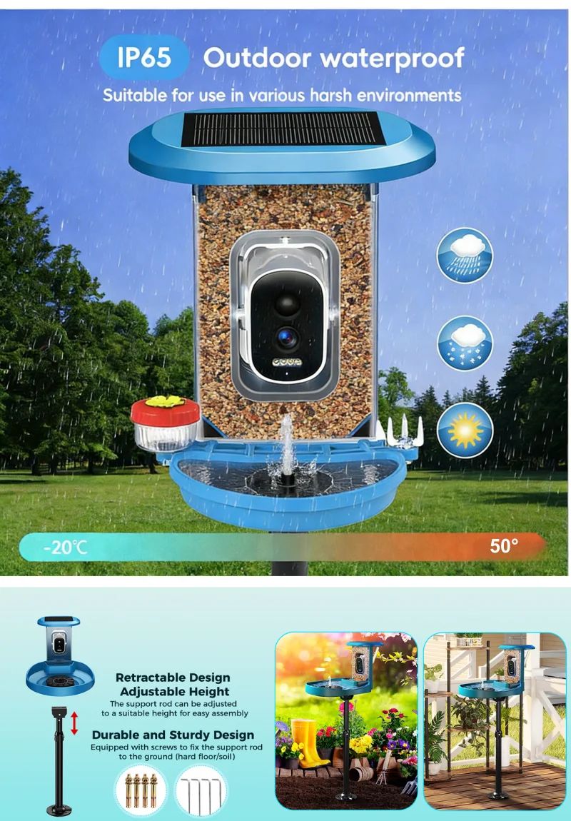 5MP Solar AI Smart Bird Feeder Camera IP65 product detail 8