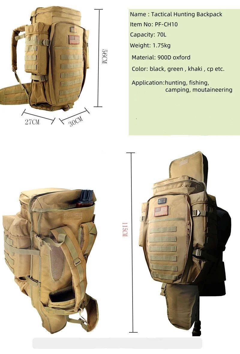 70L Tactical Backpack 900D Oxford Polyester Lining product detail 1