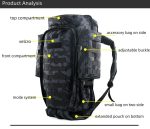 70L Tactical Backpack 900D Oxford Polyester Lining gallery 09