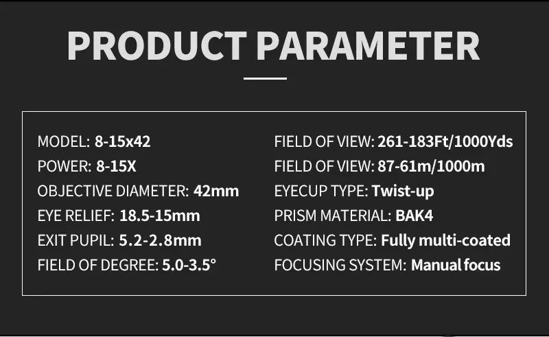 8-15x42 Binoculars High Magnification Binocular Professional product detail 2