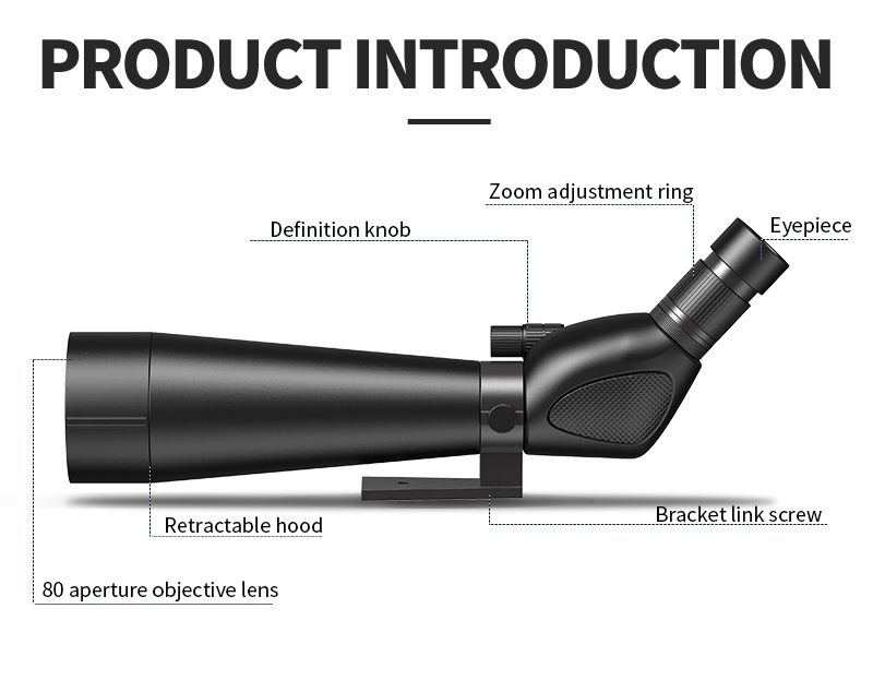 80mm Big Objective Lens 20X-60X Zoom Spotting Scope product detail 1