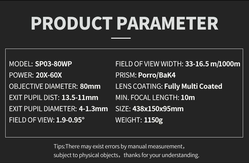 80mm Big Objective Lens 20X-60X Zoom Spotting Scope product detail 2