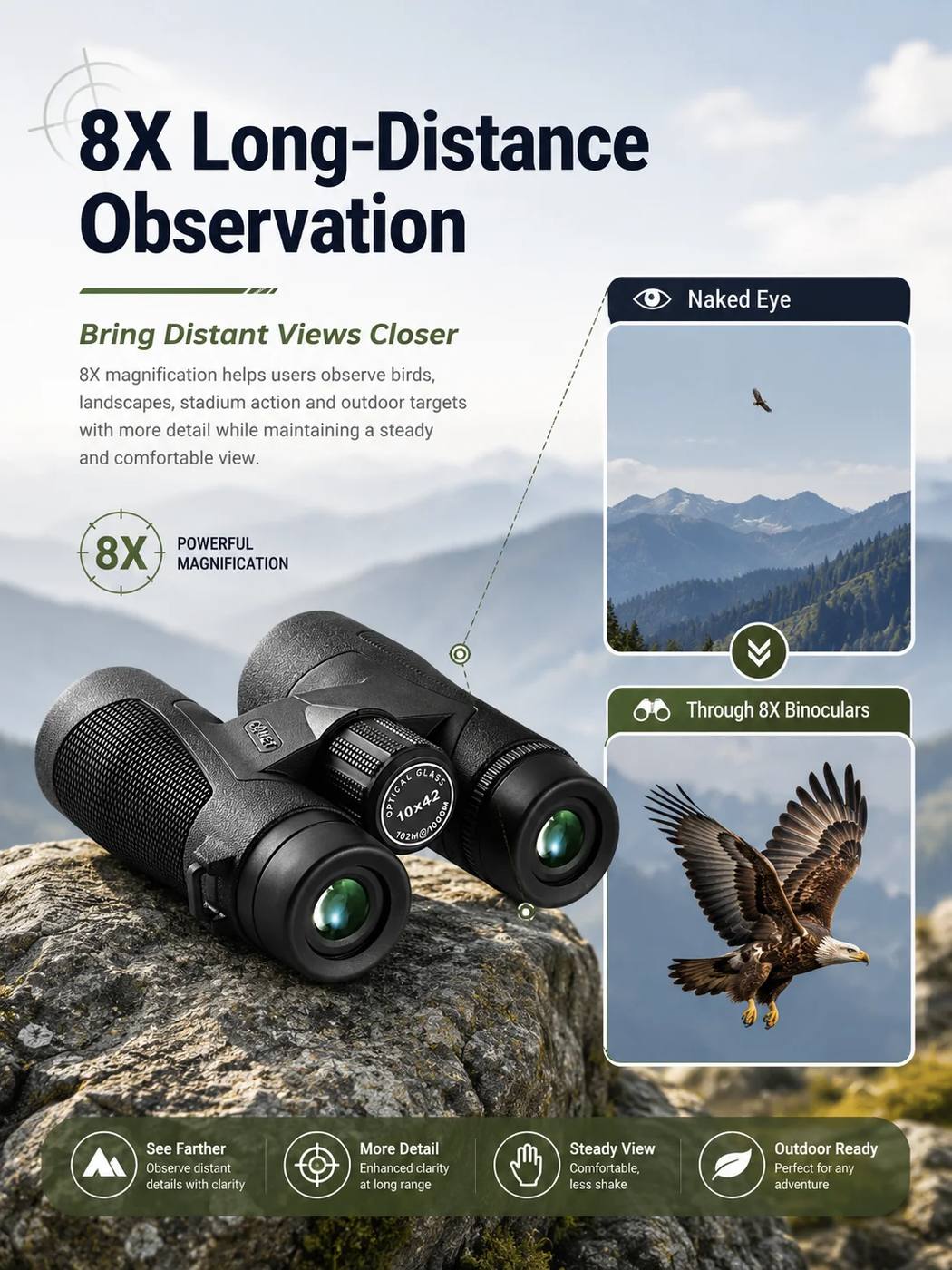 8x42 High Quality Binoculars Low Light Vision High product detail 2