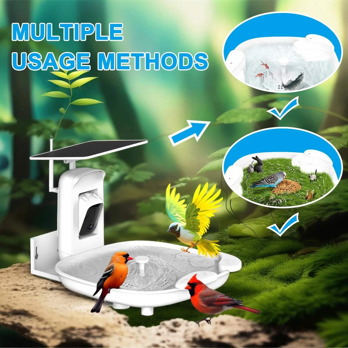 AI Bird Bath 2K Camera Solar-Powered IP66 Waterproof product detail 1