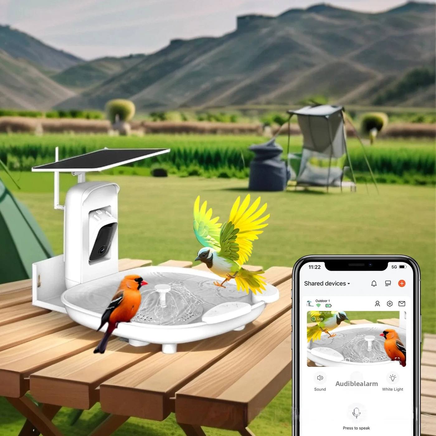 AI Bird Bath 2K Camera Solar-Powered IP66 Waterproof product detail 2