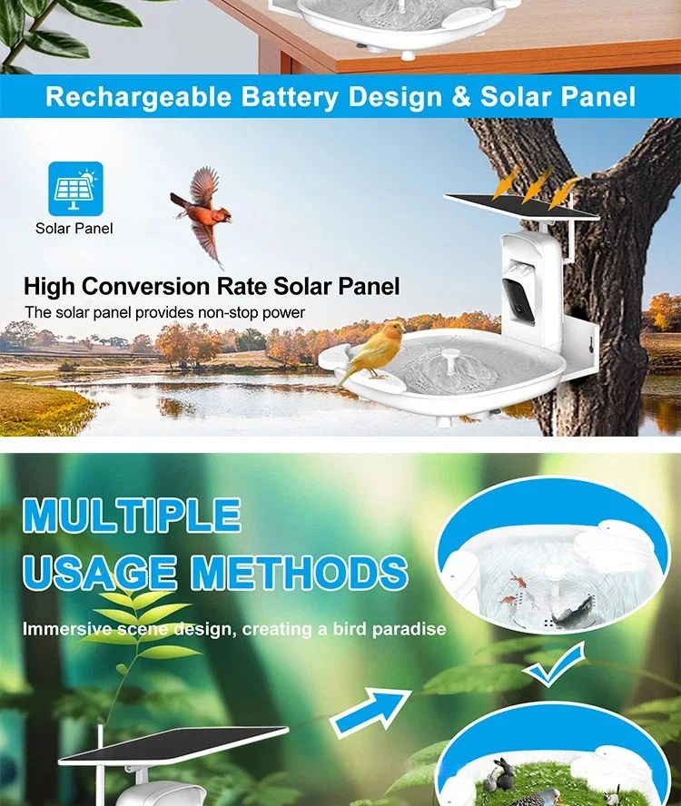 AI Bird Bath 2K Camera Solar-Powered IP66 Waterproof product detail 4