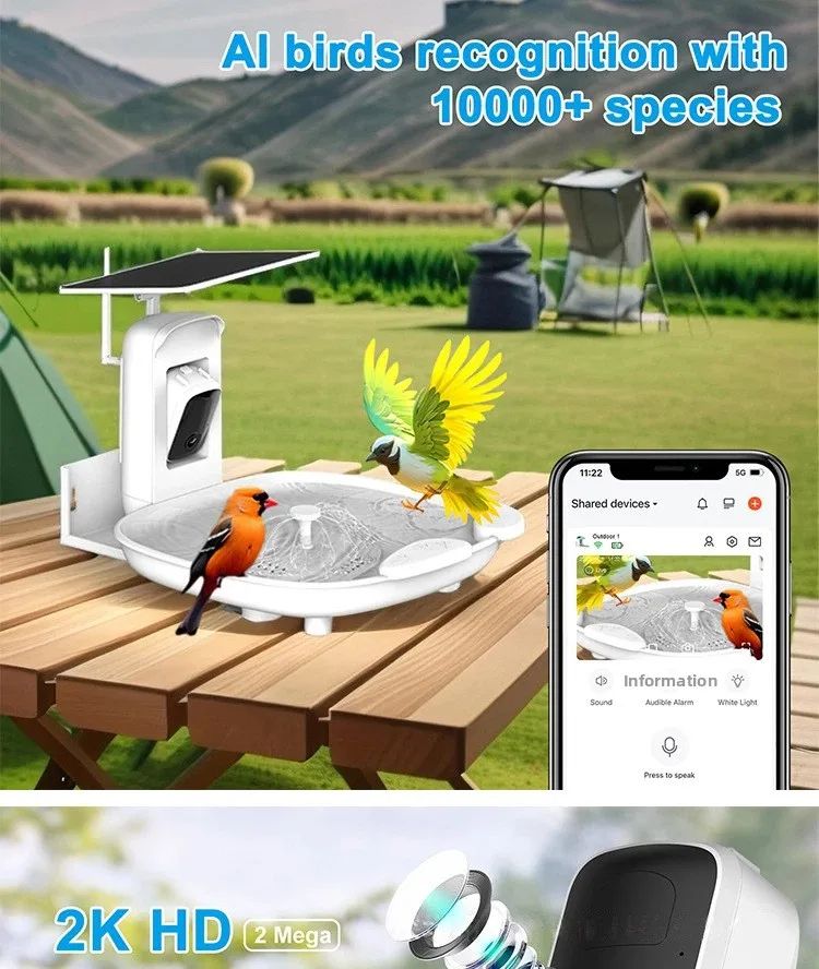 AI Bird Bath 2K Camera Solar-Powered IP66 Waterproof product detail 11