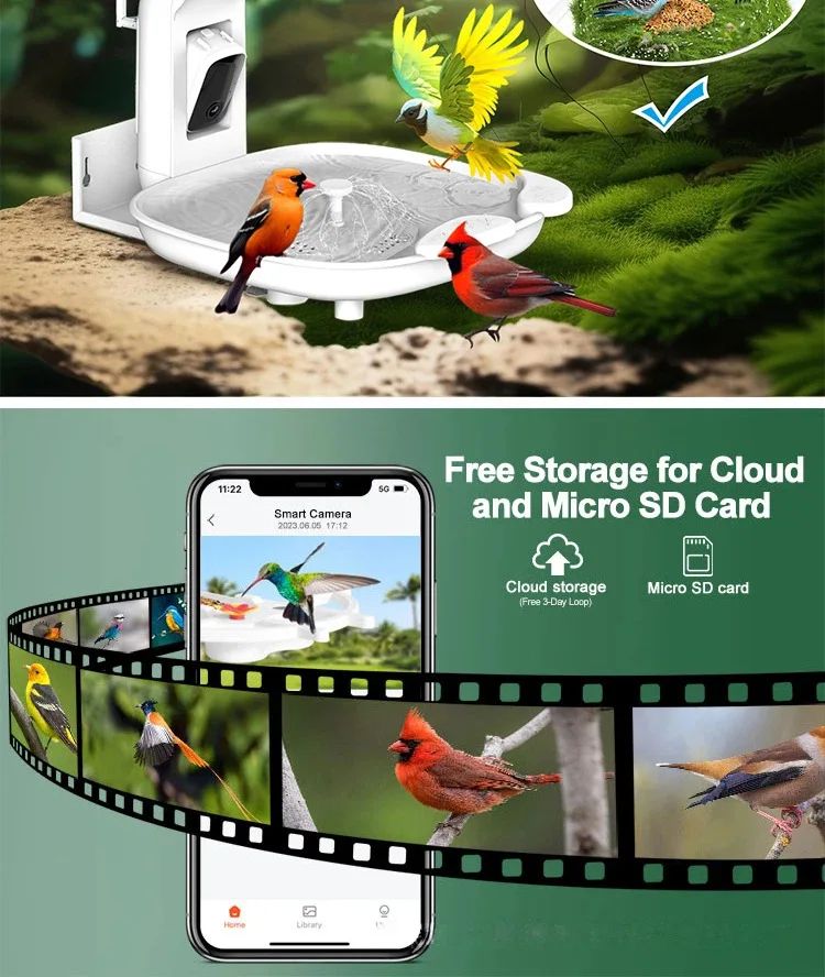 AI Bird Bath 2K Camera Solar-Powered IP66 Waterproof product detail 12