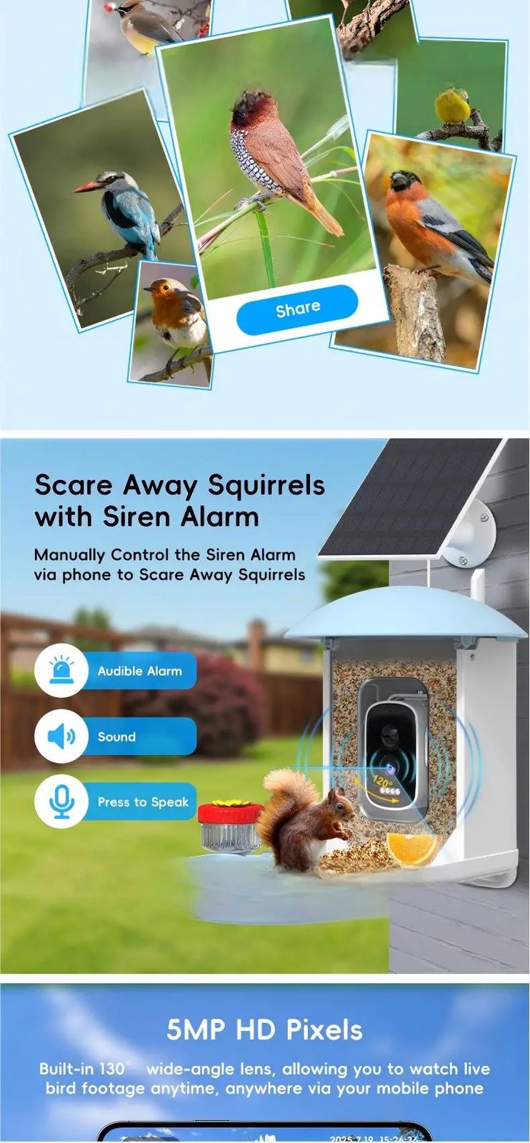 AI Smart Bird Feeder Camera Solar Powered Outdoor product detail 3