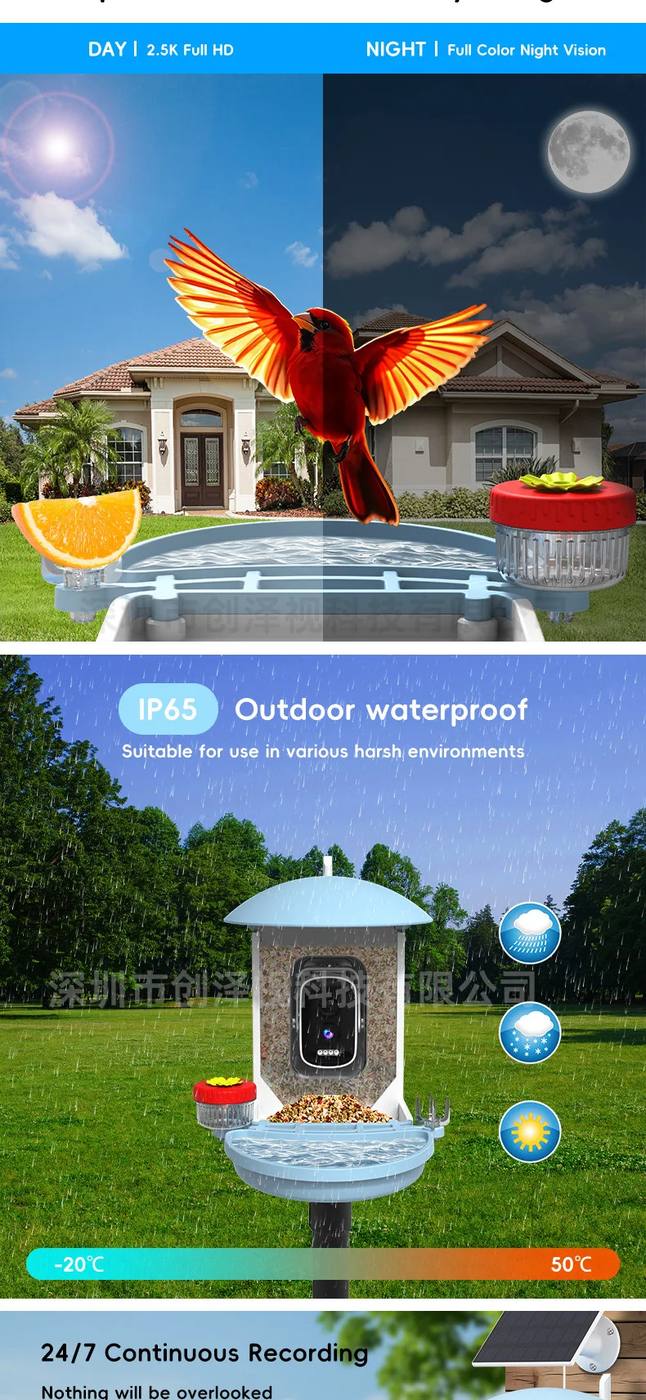AI Smart Bird Feeder Camera Solar Powered Outdoor product detail 5