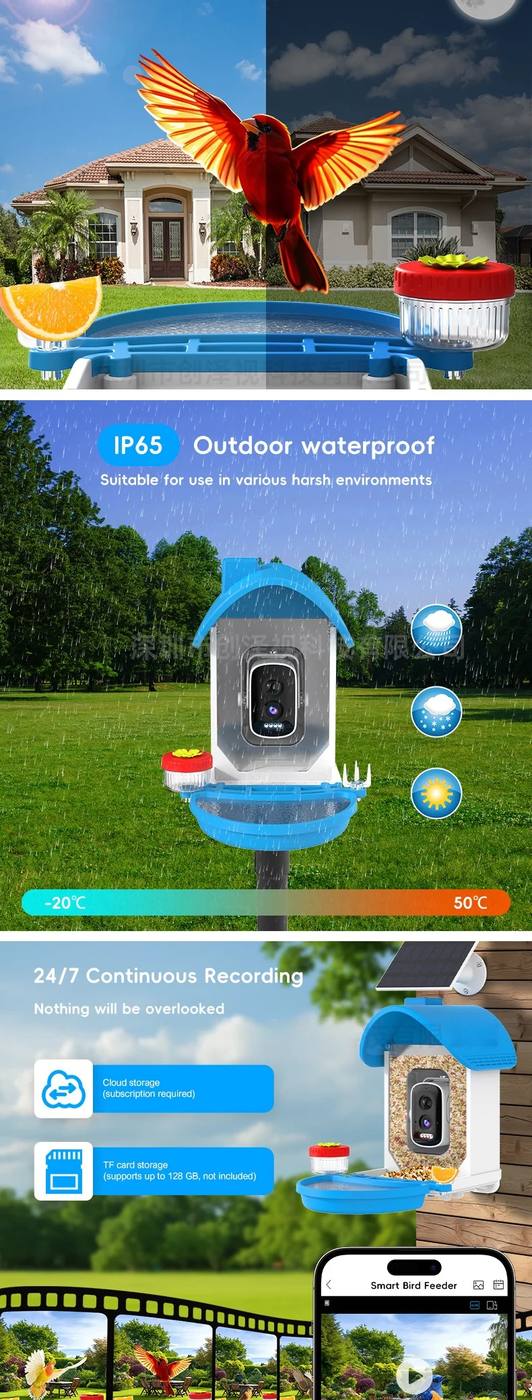 AI Smart Visual Bird Feeder Solar Power Waterproof product detail 2