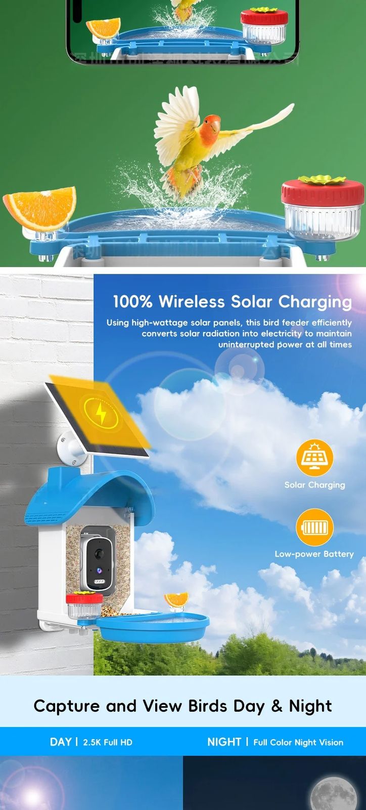 AI Smart Visual Bird Feeder Solar Power Waterproof product detail 4