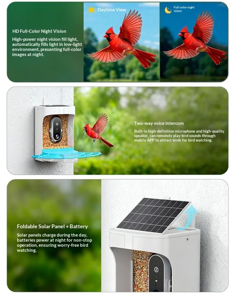 Automatic Smart Bird Feeder with Camera Solar Powered product detail 7