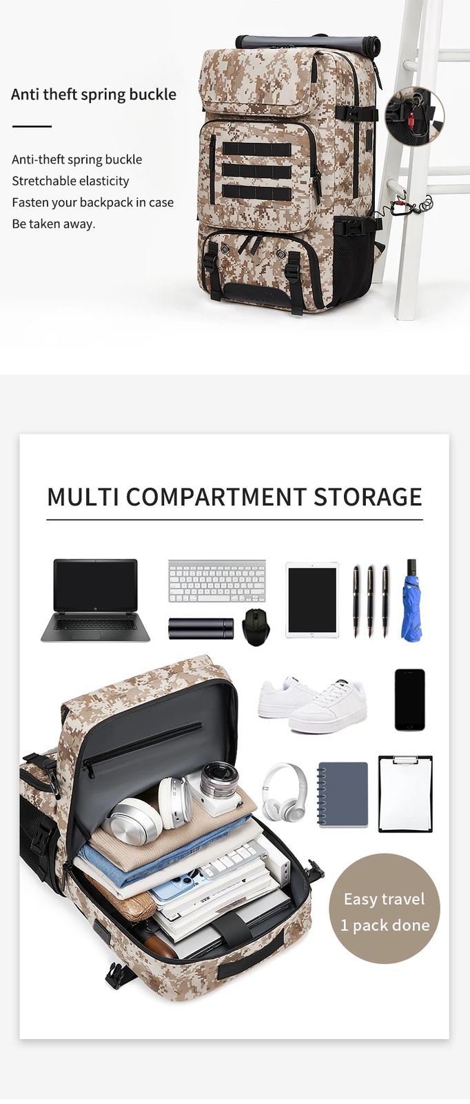 Big Size Waterproof Oxford Multi Function Tactical Backpack product detail 3