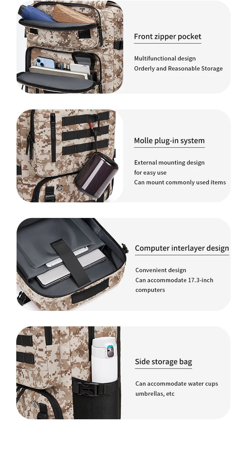 Big Size Waterproof Oxford Multi Function Tactical Backpack product detail 5