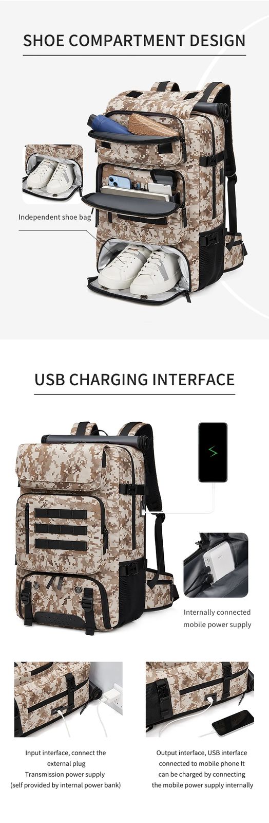 Big Size Waterproof Oxford Multi Function Tactical Backpack product detail 6