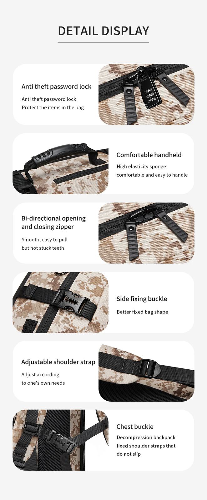 Big Size Waterproof Oxford Multi Function Tactical Backpack product detail 10