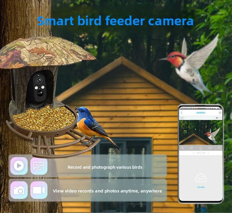 Bird Feeder Camera 2K Solar-Powered Camouflage-Style product detail 9