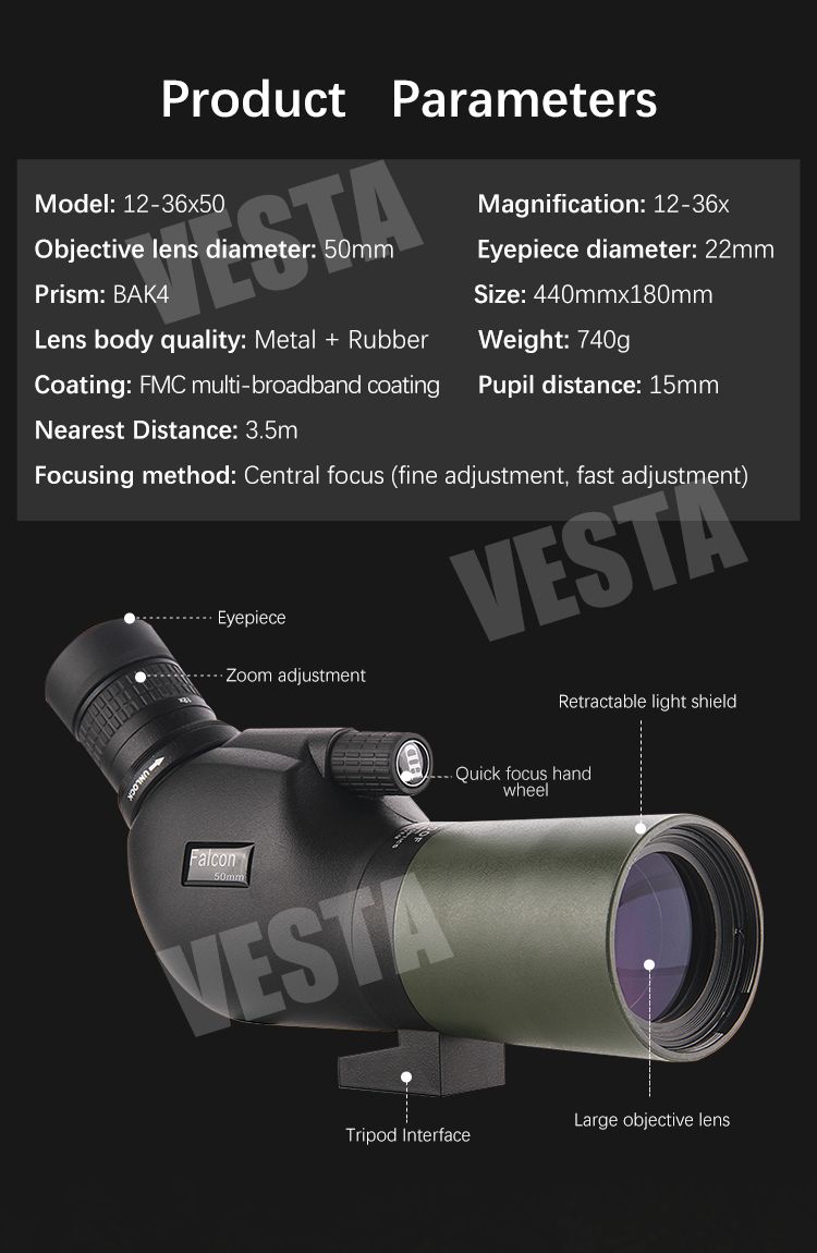 Bird Watching 12-36x50 Telescope Powerful Digital Eyepiece product detail 3