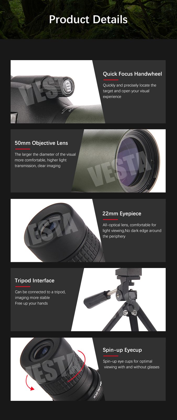 Bird Watching 12-36x50 Telescope Powerful Digital Eyepiece product detail 8