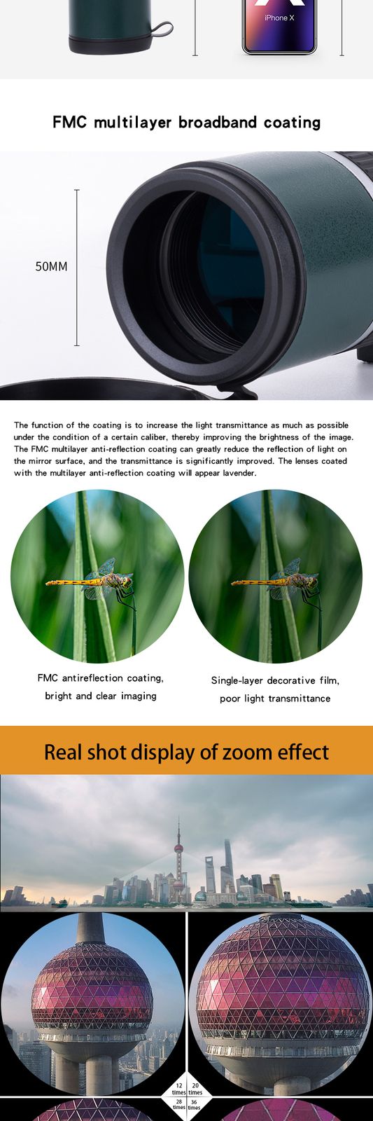 Bird Watching 12-36x50 Telescope Powerful Digital Eyepiece product detail 4